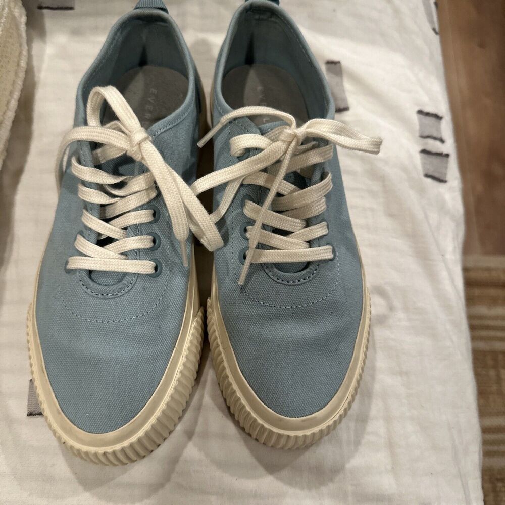 EVERLANE FOREVER WOMENS BLUE 6 1/2 PLATFORMS SNEAKERS 100%COTTON ORGANIC